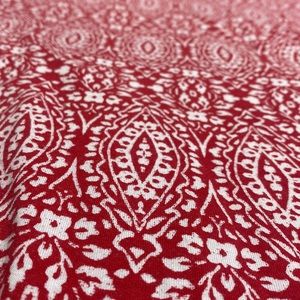 Short Sleeve Red Patterned Dress